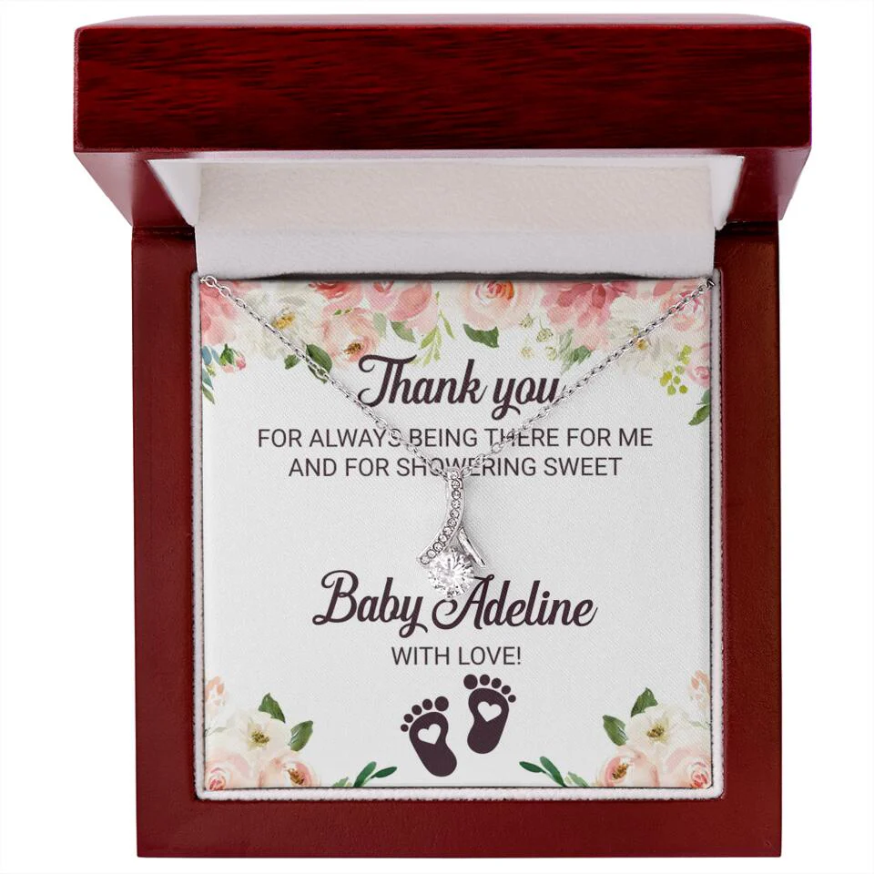 Thank You For Always Being There For Me - Personalized Love Knot Necklace - Baby Shower Hostess Thank You Gift - Image 42