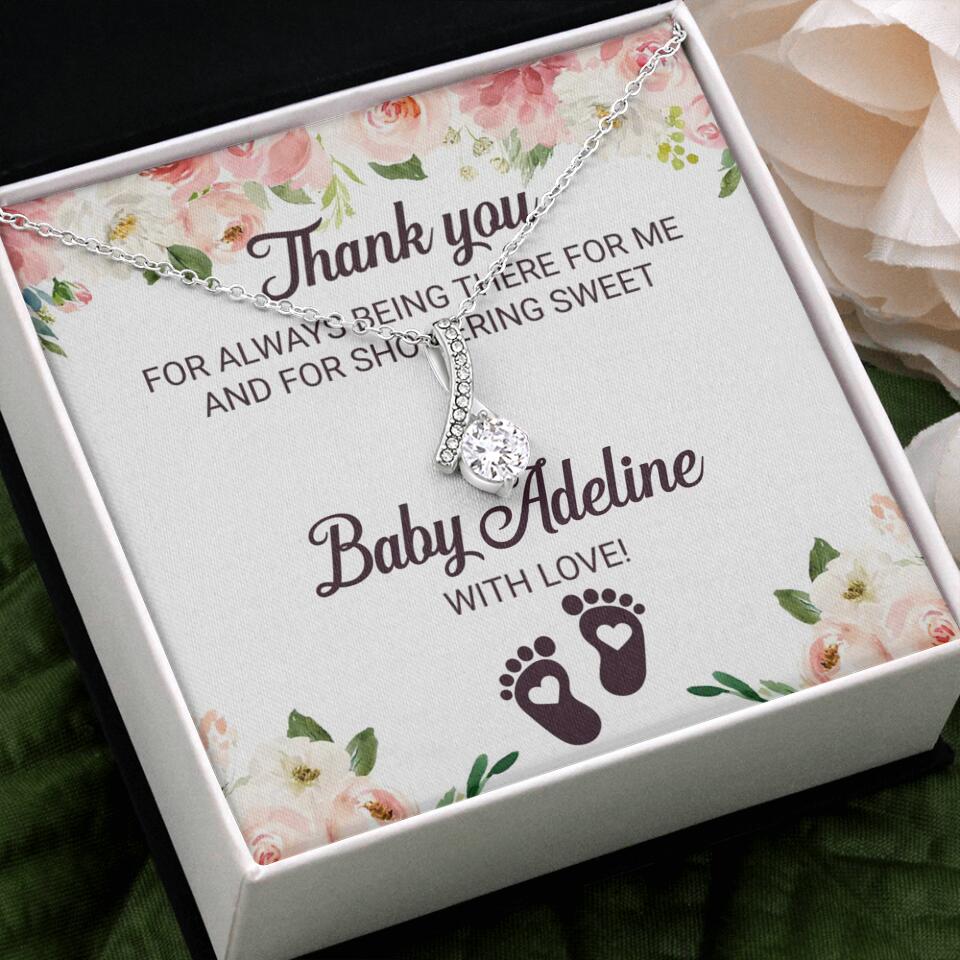 Thank You For Always Being There For Me - Personalized Love Knot Necklace - Baby Shower Hostess Thank You Gift - Image 47