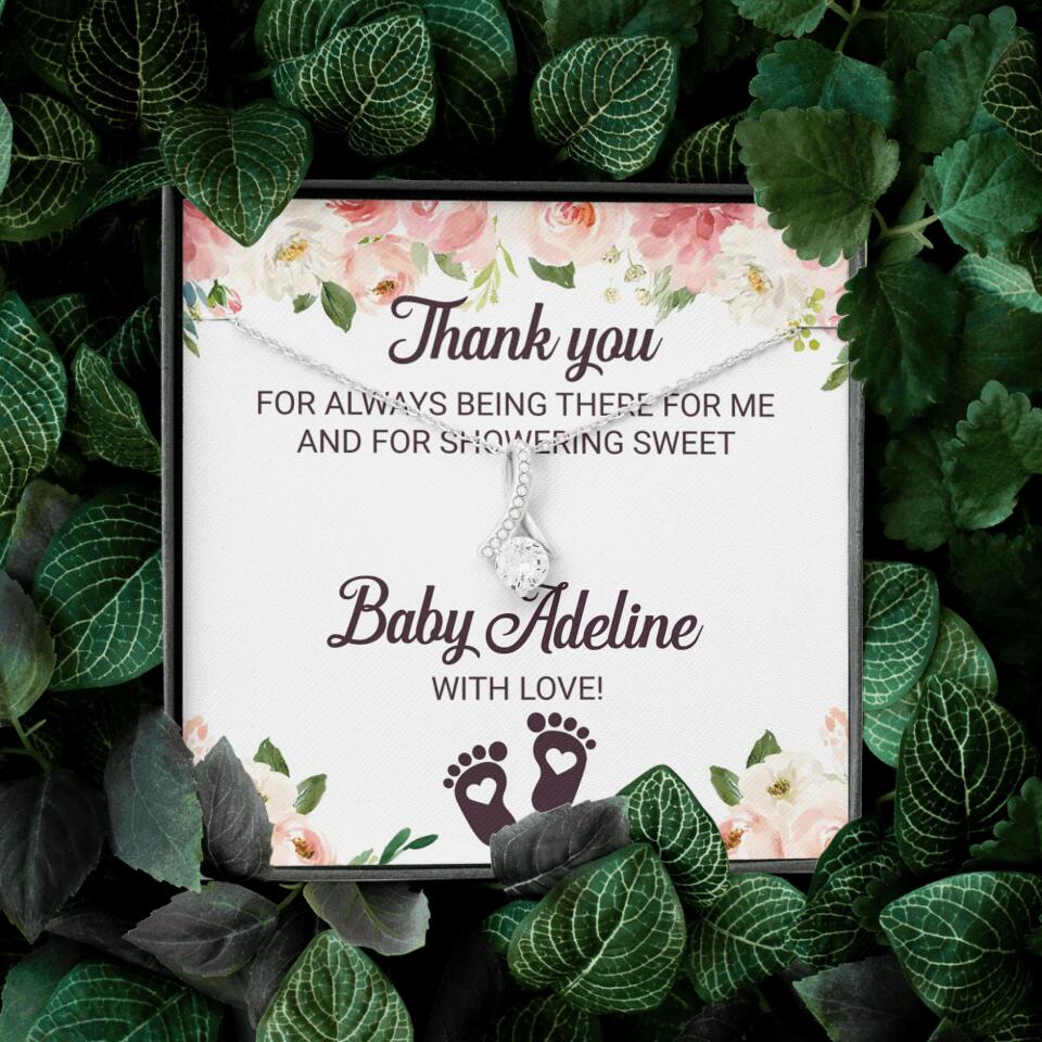 Thank You For Always Being There For Me - Personalized Love Knot Necklace - Baby Shower Hostess Thank You Gift - Image 48