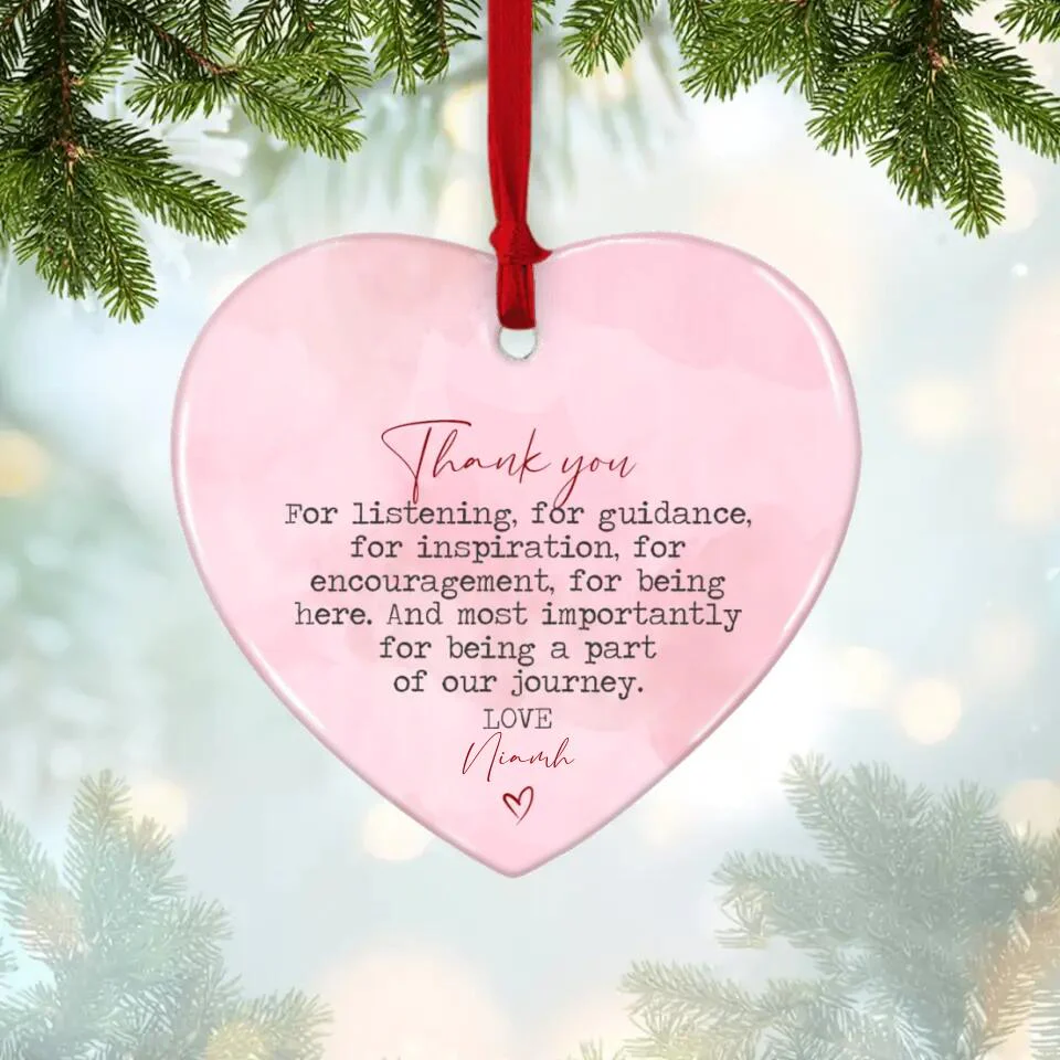 Thank You for Being a Part of Our Journey - Appreciation Gifts - Personalized Name Ornament - Heart-shaped Ornament, Hanging Decor - Image 3