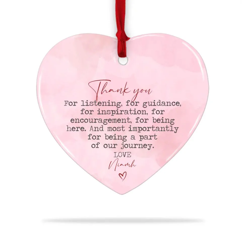 Thank You for Being a Part of Our Journey - Appreciation Gifts - Personalized Name Ornament - Heart-shaped Ornament, Hanging Decor - Image 4