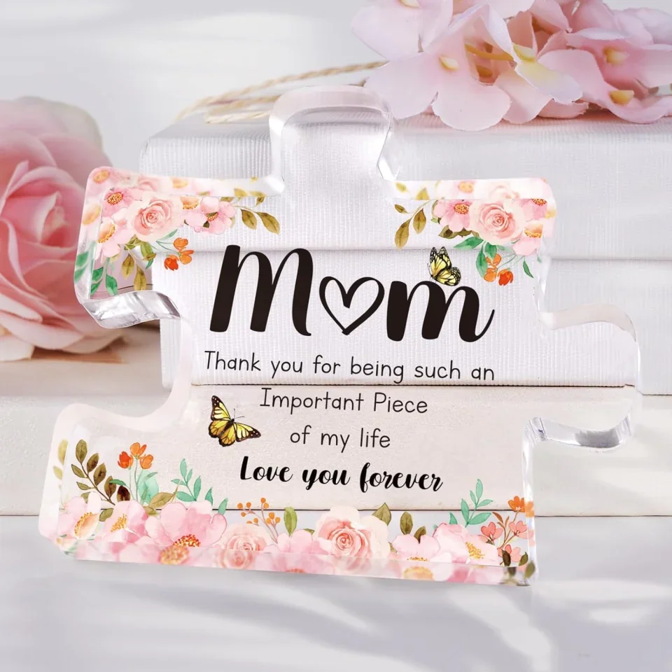 Thank You for Being Such an Important Piece of My Life - Delicate Mom Birthday Gifts from Daughter Son - Puzzle Acrylic Block Puzzle Piece - Mothers Day Birthday Christmas Gifts for Mom - Image 4