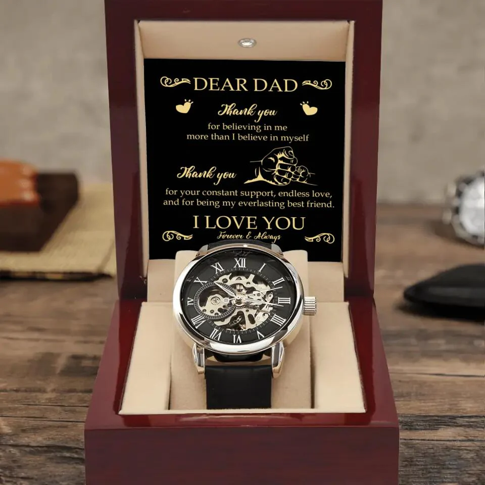 Dear Dad Thank You for Believing in Me More Than I Believe in Myself - Men's Watch - Birthday Gift for Dad, Father's Day Gift - Image 2