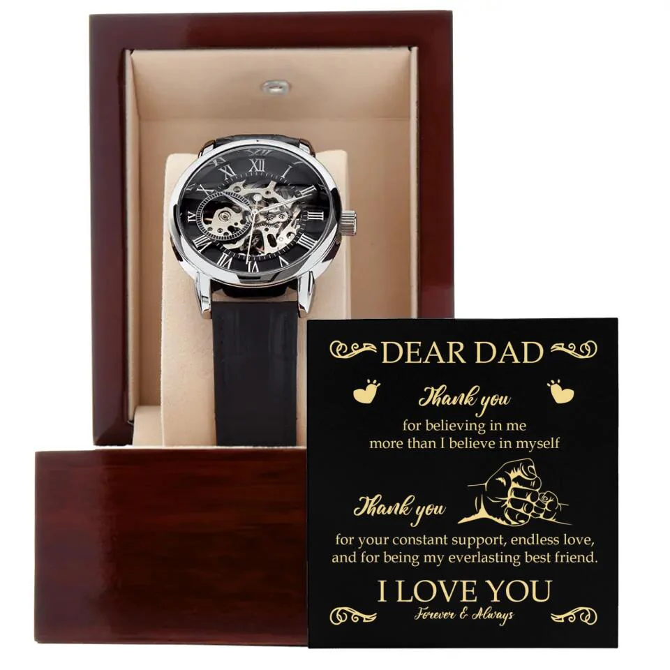 Dear Dad Thank You for Believing in Me More Than I Believe in Myself - Men's Watch - Birthday Gift for Dad, Father's Day Gift - Image 3