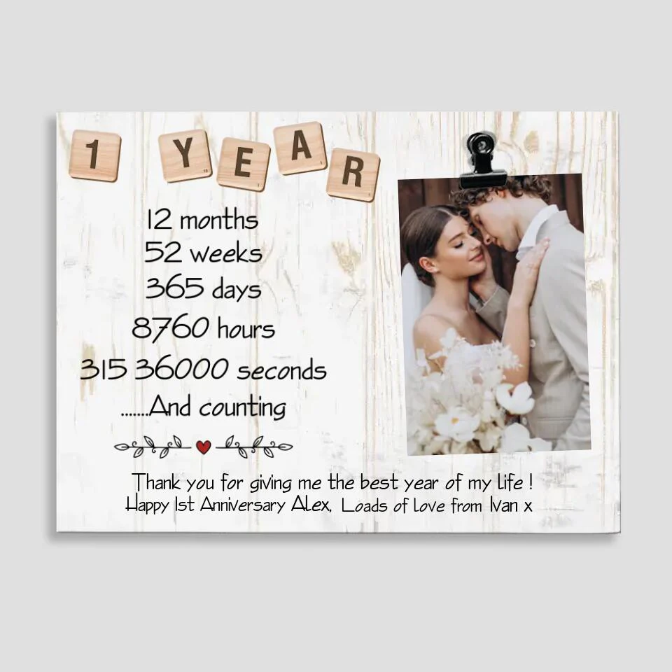 Thank You For Giving Me The Best Year Of My Life- Best Personalized Photo Clip Frame Gift For 1st Wedding Anniversary-209IHNTHPT605