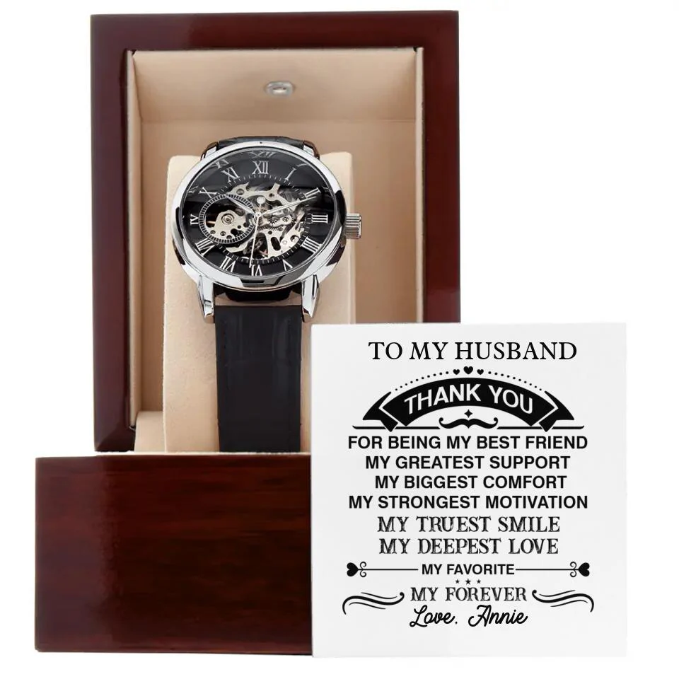 Thank You Husband For Being My Best Friend Personalized Men's Watch - Image 3