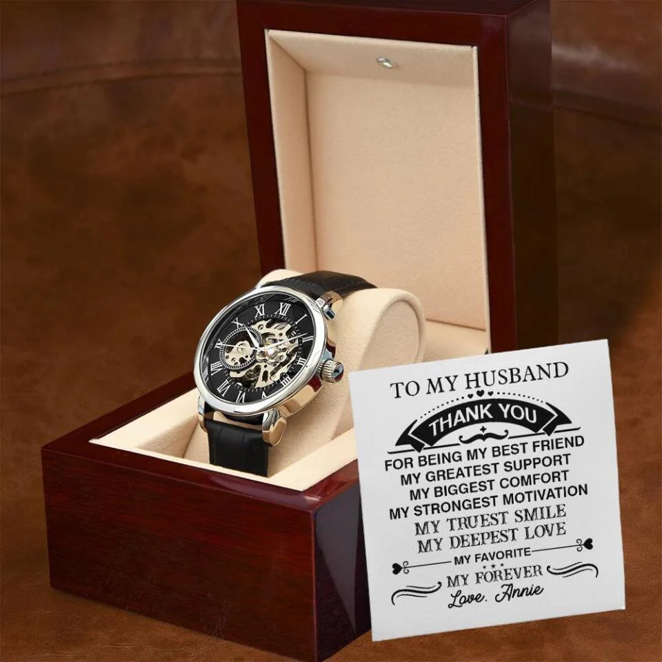 Thank You Husband For Being My Best Friend Personalized Men's Watch - Image 4