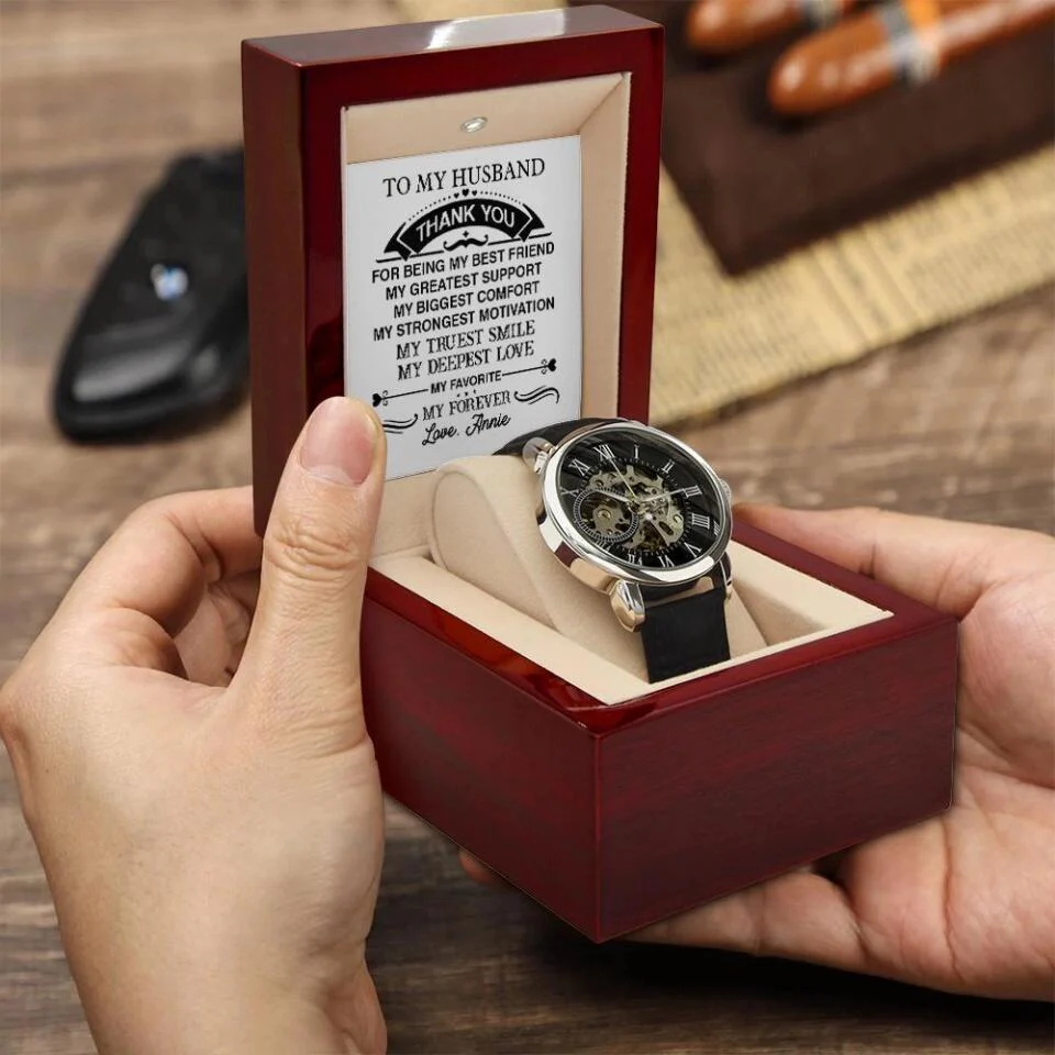 Thank You Husband For Being My Best Friend Personalized Men's Watch - Image 5