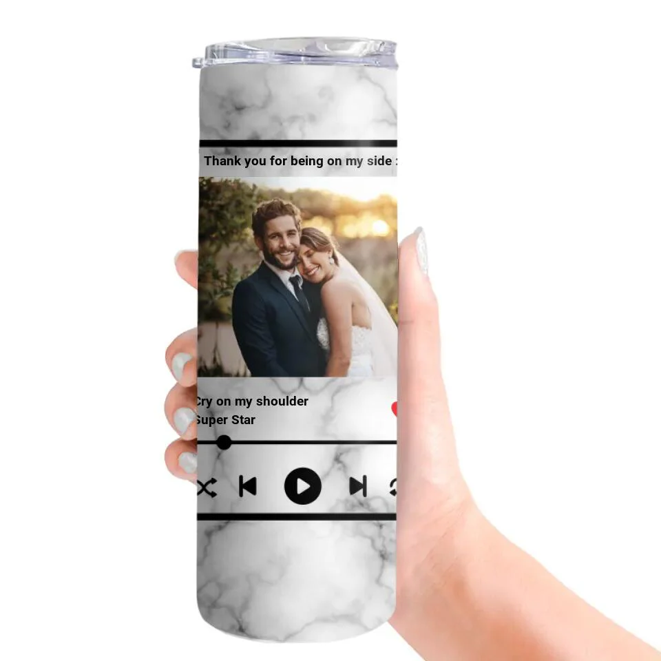 Personalized Valentine Gifts - Thanks For Being On My Side - Personalized Skinny Tumbler - Gift For Couples - Image 5