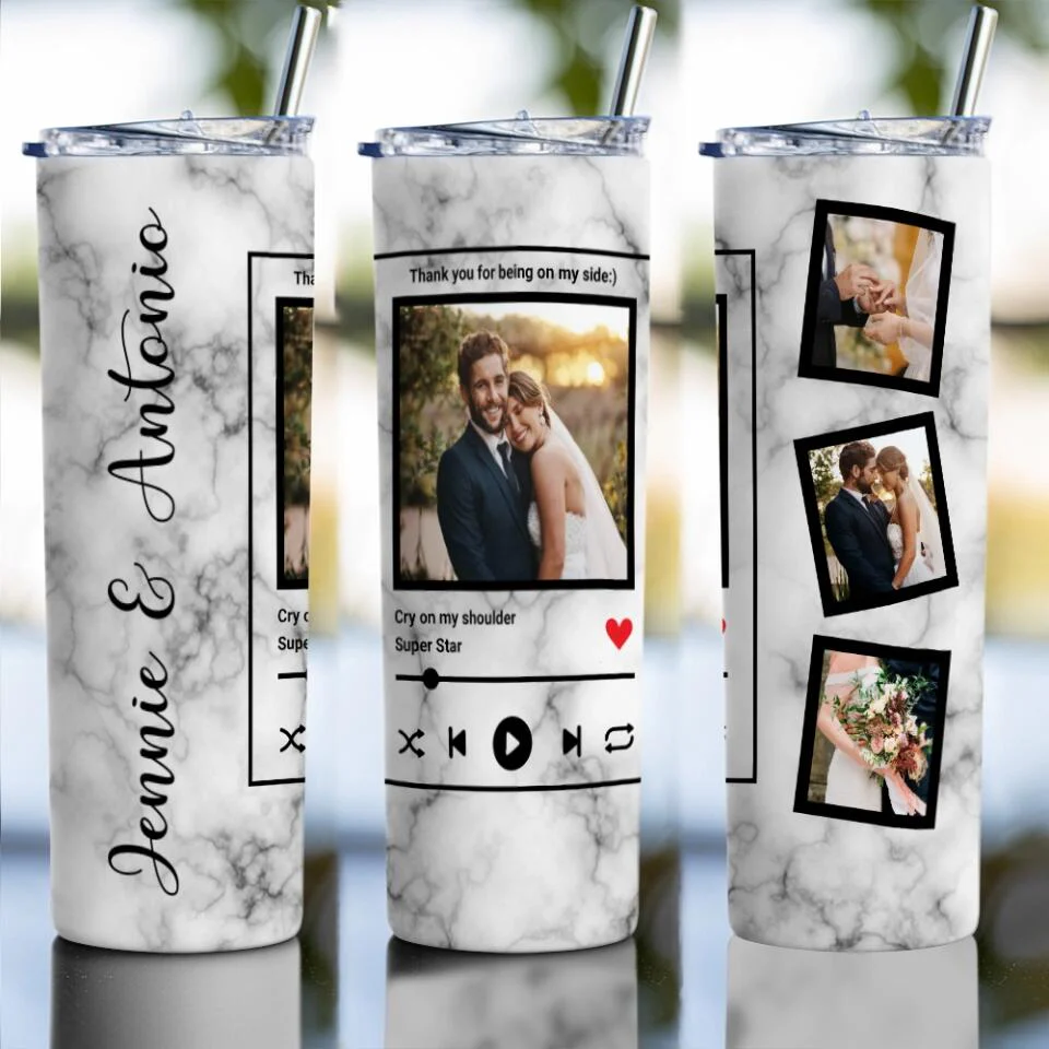 Personalized Valentine Gifts - Thanks For Being On My Side - Personalized Skinny Tumbler - Gift For Couples - Image 6