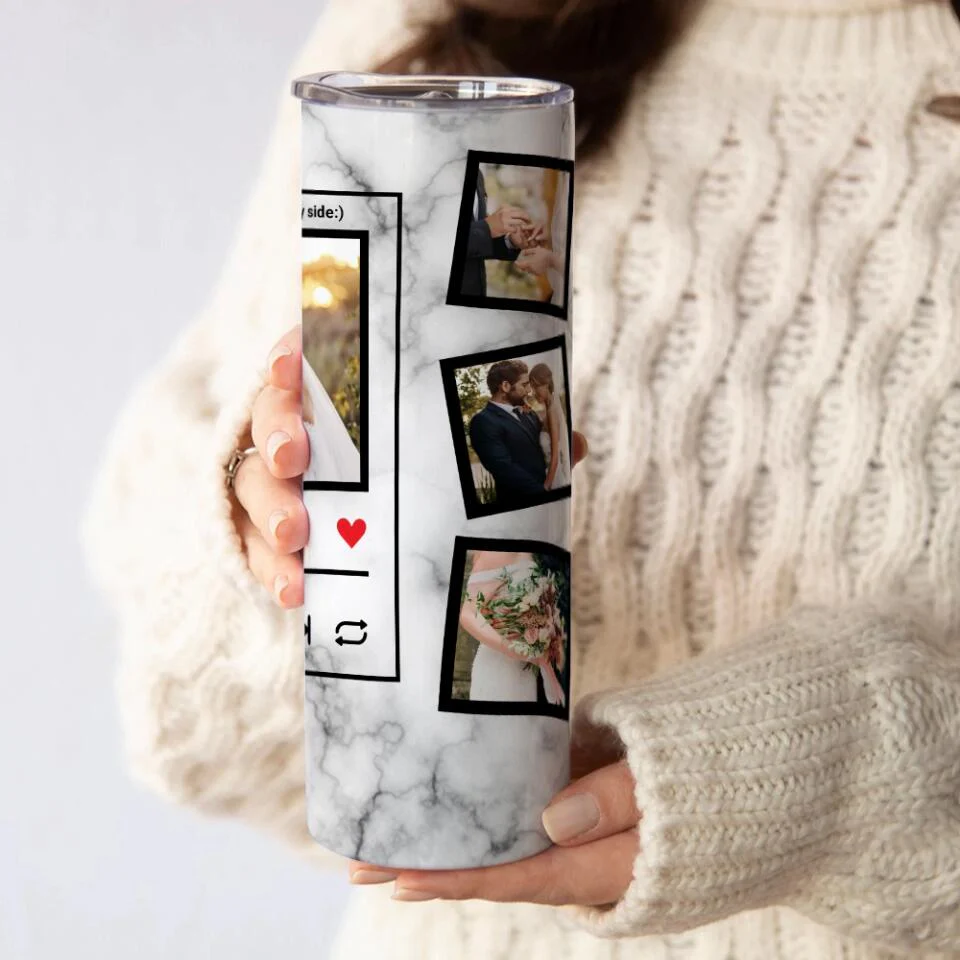 Personalized Valentine Gifts - Thanks For Being On My Side - Personalized Skinny Tumbler - Gift For Couples - Image 8
