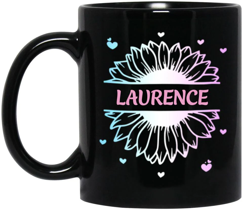 The Auntie Code Cup, Personalized Name with Flower Black Mug, Best Gift For Aunt from Niece/Nephew