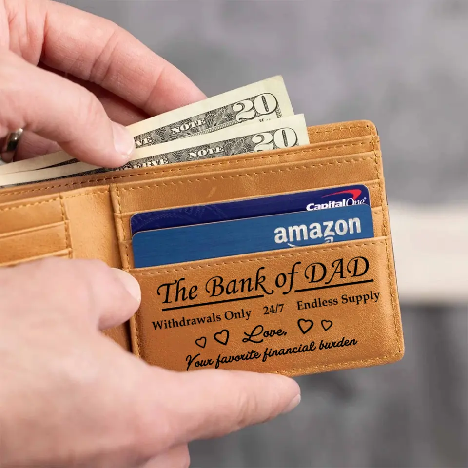 The Bank Of Dad - Personalized Engraved Wallet - Gift For Dad On Father's Day - Image 3