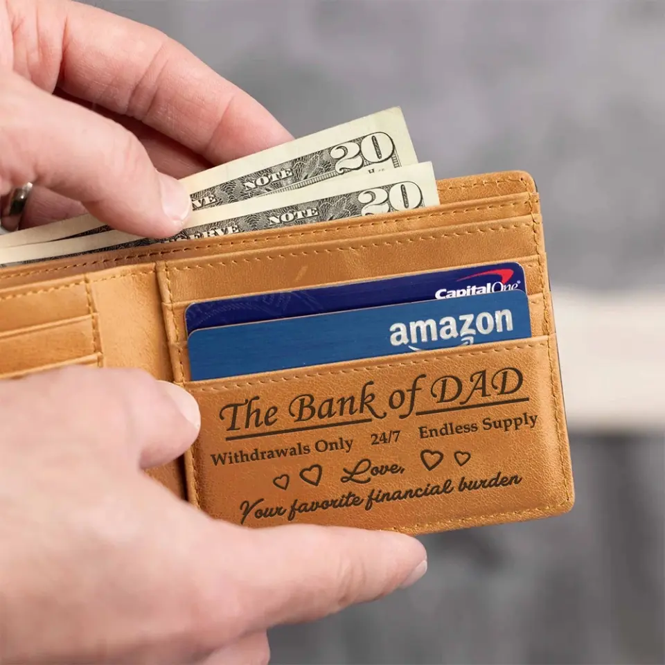 The Bank Of Dad - Personalized Engraved Wallet - Gift For Dad On Father's Day - Image 8