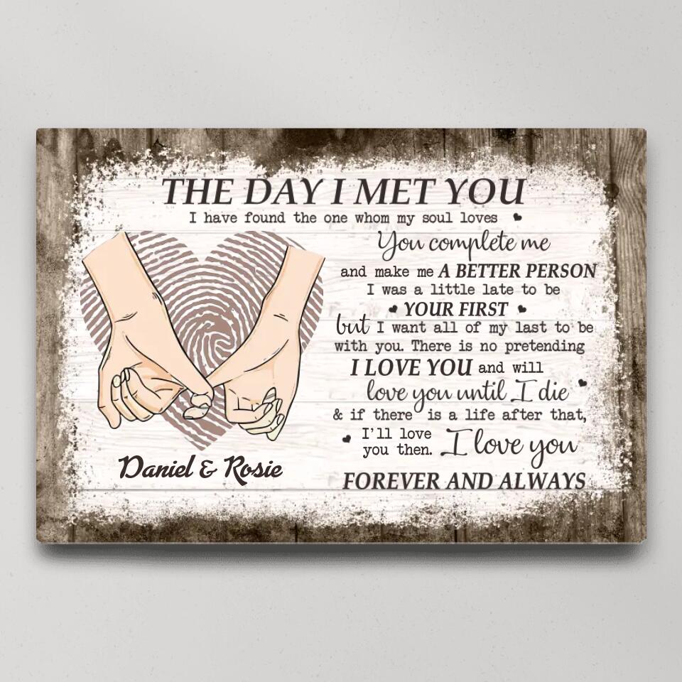 The Day I Met You I Found My Missing Piece - Canvas Poster Wall Art - Personalized Gift For Couples - Image 2