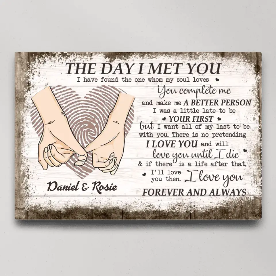The Day I Met You I Found My Missing Piece - Canvas Poster Wall Art - Personalized Gift For Couples - Image 3