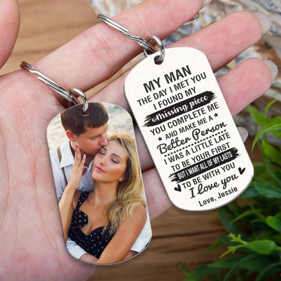 The Day I Met You I Found My Missing Piece - Personalized Keychain Custom Photo - Gifts For Husband, Boyfriend, Lovers - Image 2