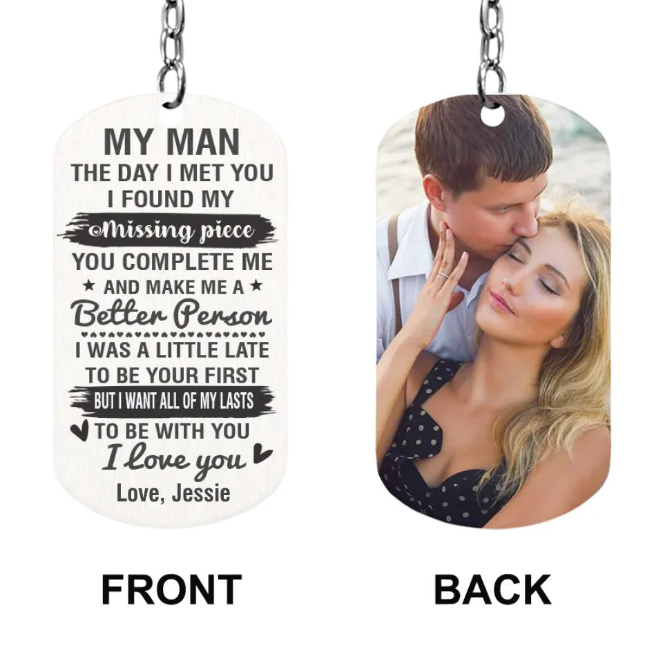 The Day I Met You I Found My Missing Piece - Personalized Keychain Custom Photo - Gifts For Husband, Boyfriend, Lovers - Image 3