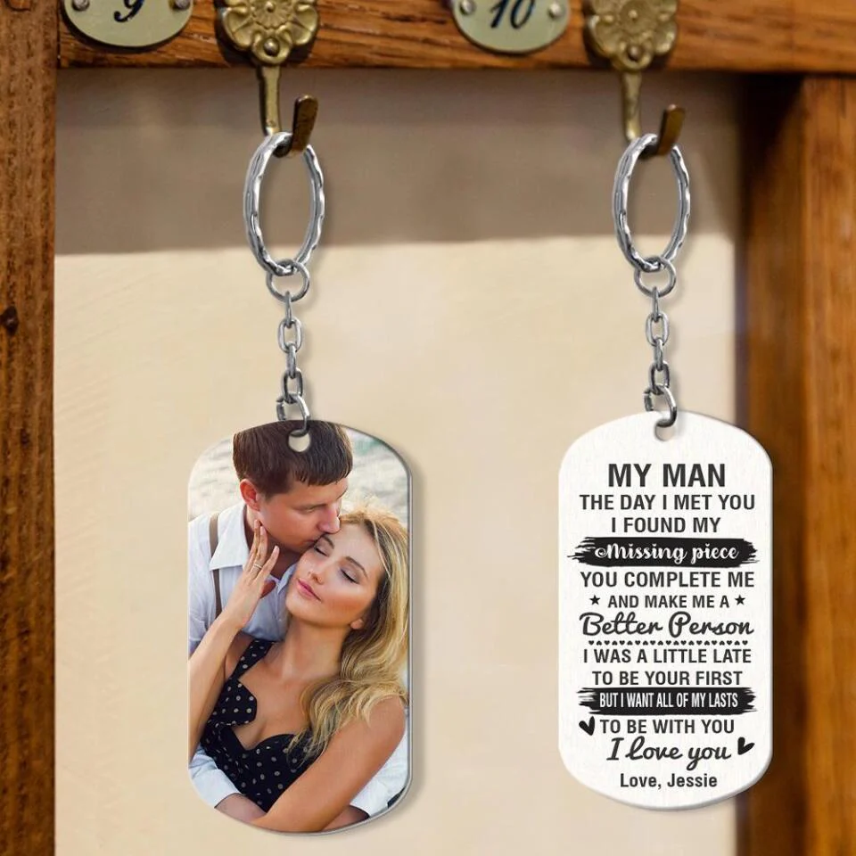 The Day I Met You I Found My Missing Piece - Personalized Keychain Custom Photo - Gifts For Husband, Boyfriend, Lovers - Image 4