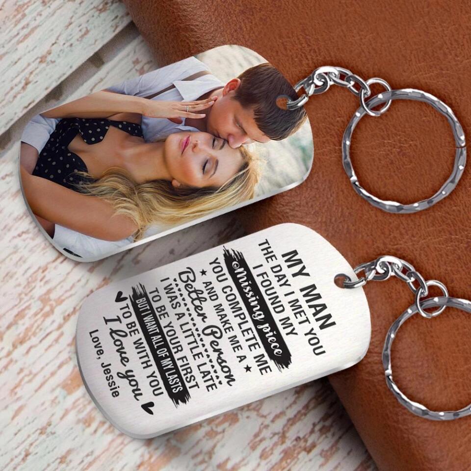 The Day I Met You I Found My Missing Piece - Personalized Keychain Custom Photo - Gifts For Husband, Boyfriend, Lovers - Image 5