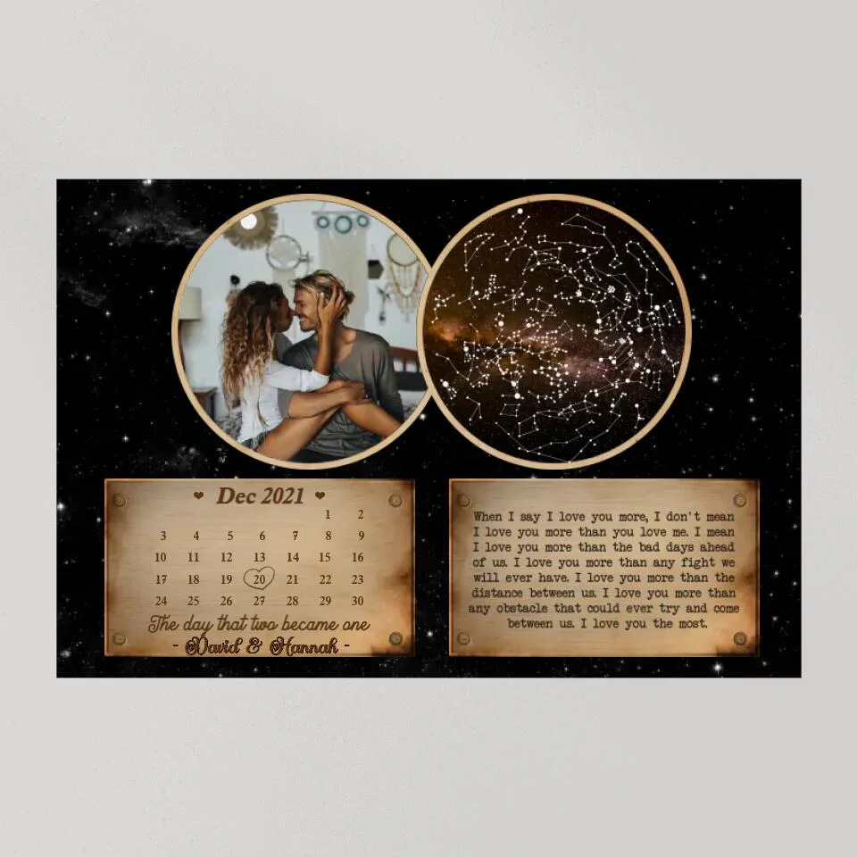 Personalized Valentine Gifts - The Day That Two Become One Custom Star Map Canvas Poster Anniversary Gift For Couples - Image 10