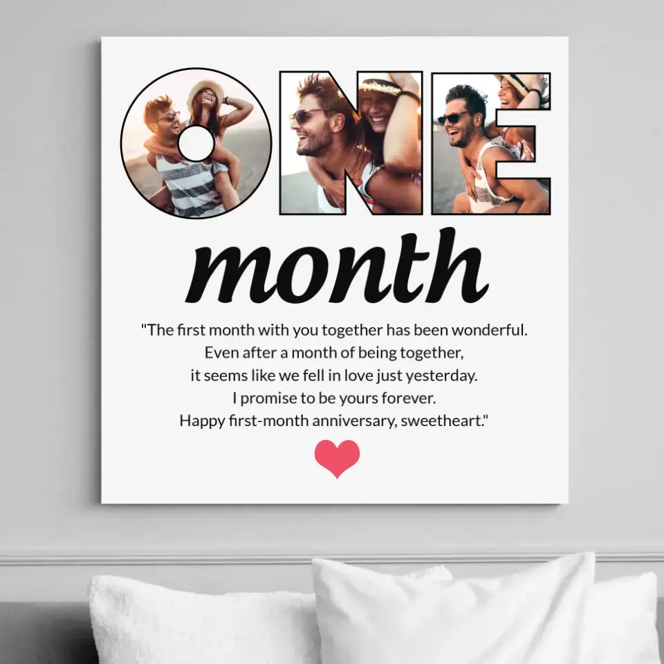 The First Month With You Together Has Been Wonderful - Personalized Canvas - 1 Month Anniversary Gift For Couple - Image 2