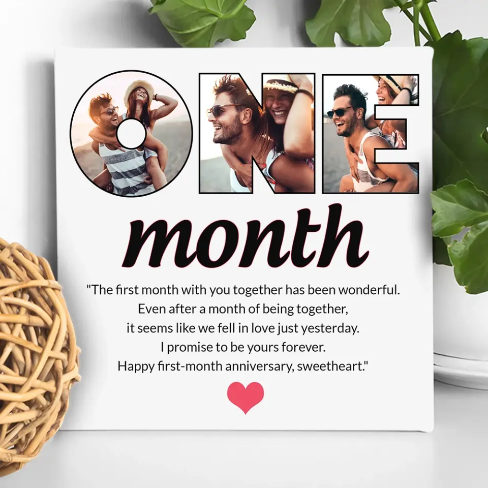 The First Month With You Together Has Been Wonderful - Personalized Canvas - 1 Month Anniversary Gift For Couple - Image 3