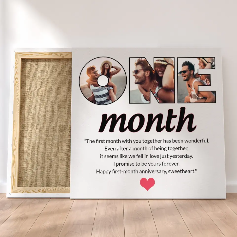 The First Month With You Together Has Been Wonderful - Personalized Canvas - 1 Month Anniversary Gift For Couple - Image 4