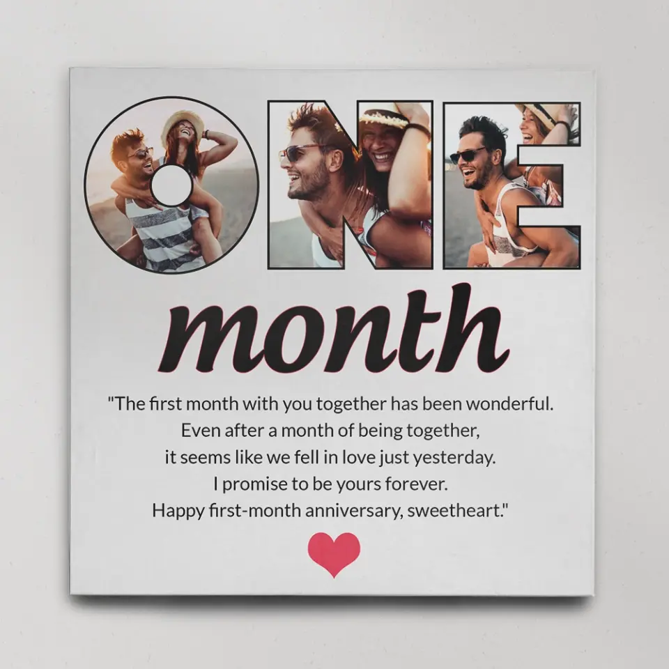 The First Month With You Together Has Been Wonderful - Personalized Canvas - 1 Month Anniversary Gift For Couple - Image 5