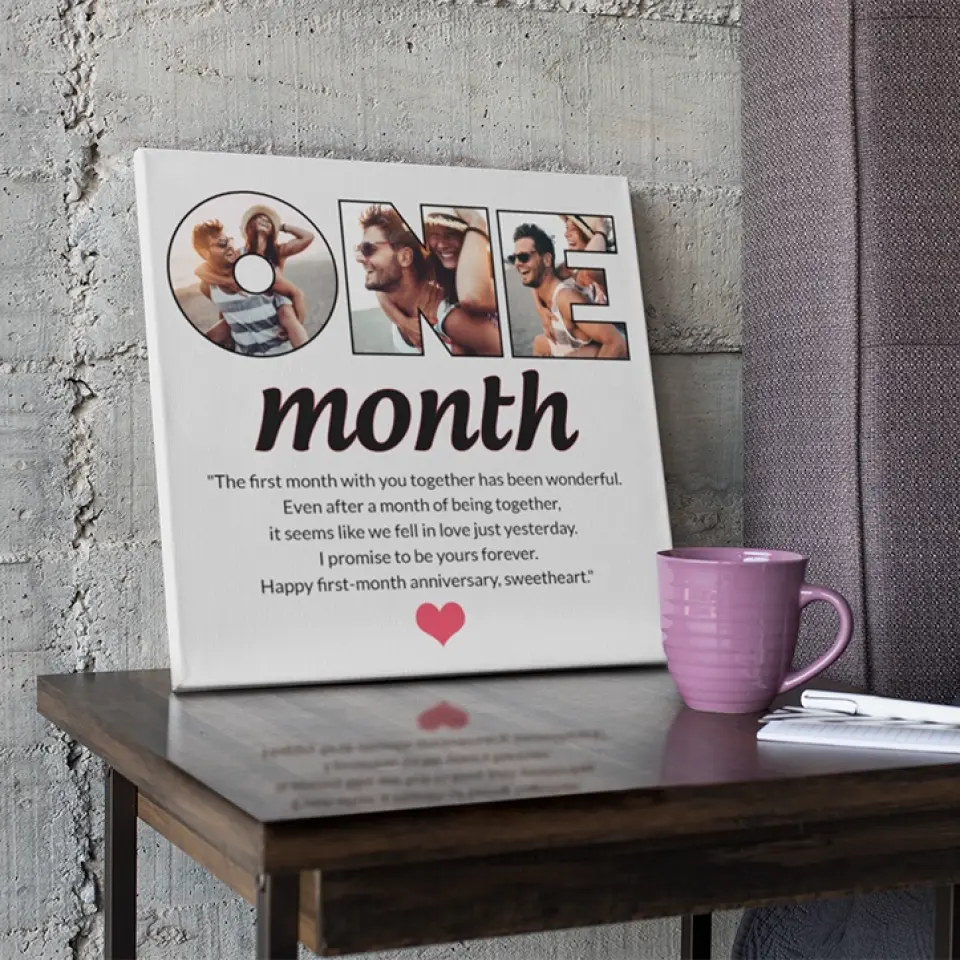 The First Month With You Together Has Been Wonderful - Personalized Canvas - 1 Month Anniversary Gift For Couple - Image 6