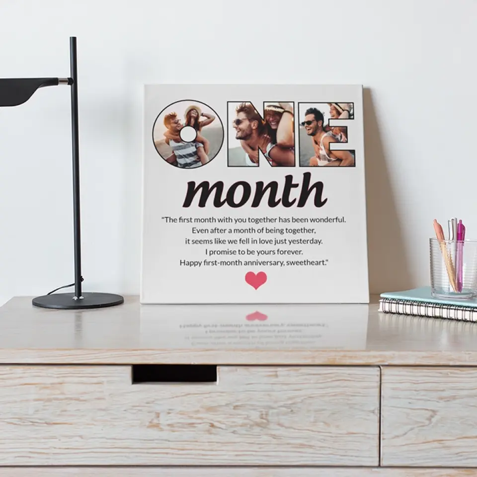 The First Month With You Together Has Been Wonderful - Personalized Canvas - 1 Month Anniversary Gift For Couple - Image 7