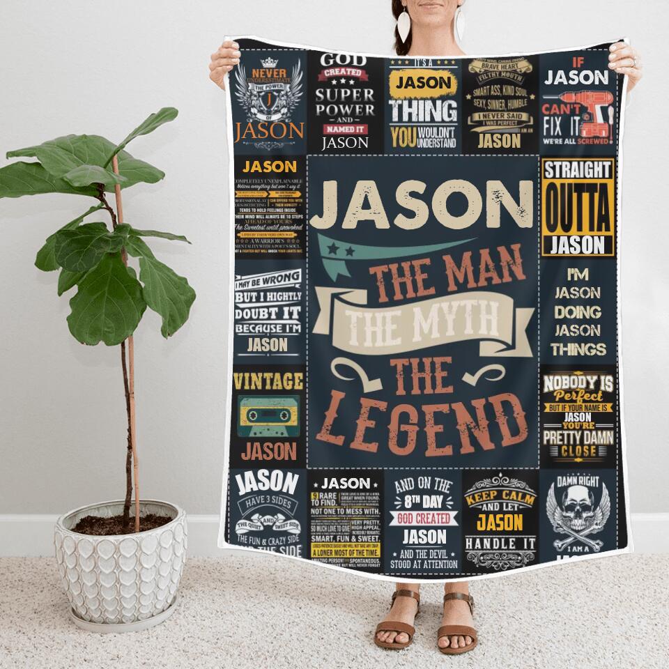 The Man The Myth The Legend - Best Gift idea for Husband/ Son/ Brother/ GuyFriends - Custom Name Blanket - 211IHNLNBL844 - Image 3