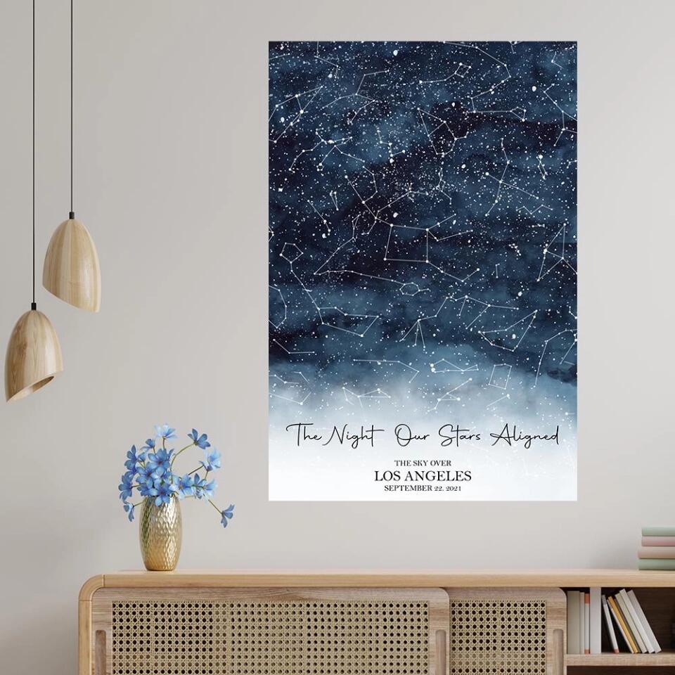 The Night Our Stars Aligned Custom Star Map Canvas Poster Anniversary Gift For Couples - Image 14