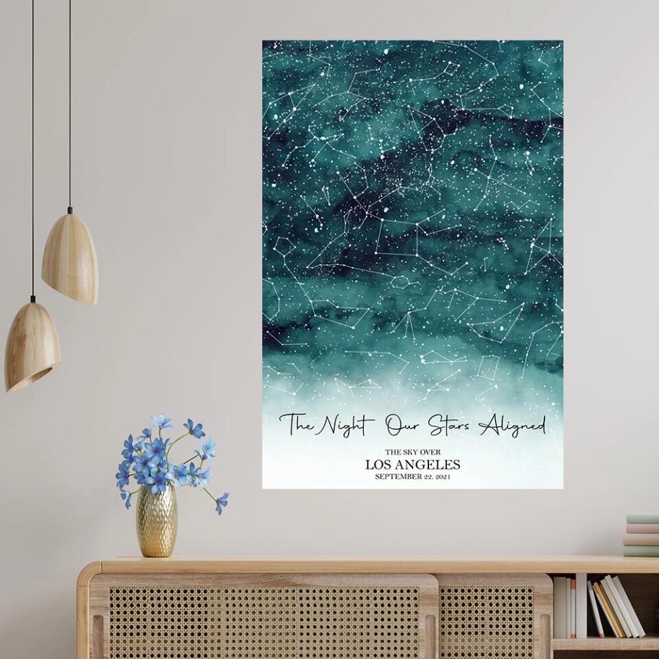 The Night Our Stars Aligned Custom Star Map Canvas Poster Anniversary Gift For Couples - Image 15