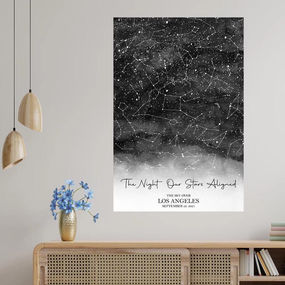 The Night Our Stars Aligned Custom Star Map Canvas Poster Anniversary Gift For Couples - Image 16