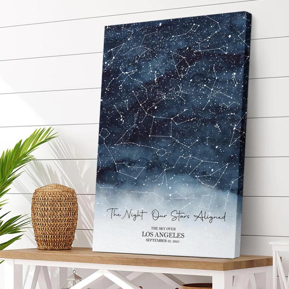 The Night Our Stars Aligned Custom Star Map Canvas Poster Anniversary Gift For Couples - Image 5