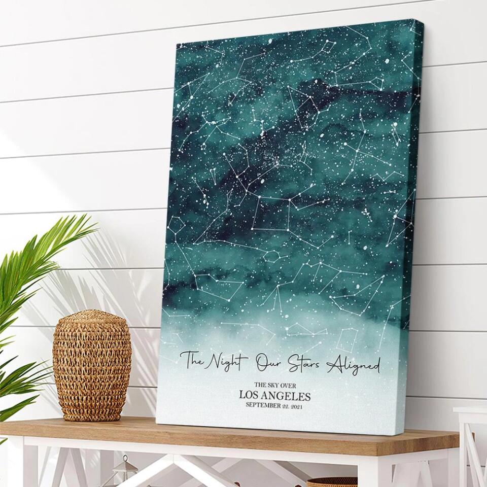 The Night Our Stars Aligned Custom Star Map Canvas Poster Anniversary Gift For Couples - Image 6
