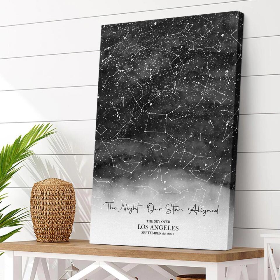 The Night Our Stars Aligned Custom Star Map Canvas Poster Anniversary Gift For Couples - Image 9