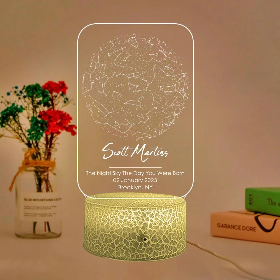 Personalized Valentine Gifts - The Night Sky The Day You Were Born - Personalized 3d LED Light - Gift For Family - Image 2