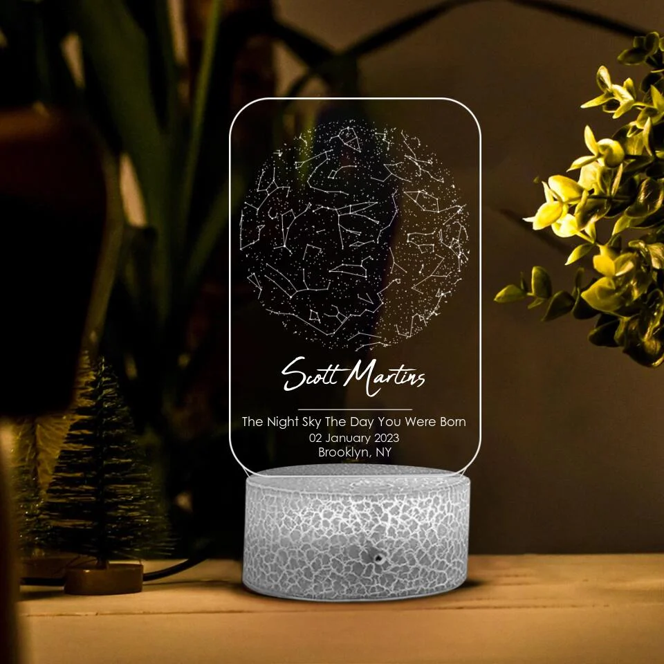 Personalized Valentine Gifts - The Night Sky The Day You Were Born - Personalized 3d LED Light - Gift For Family - Image 3