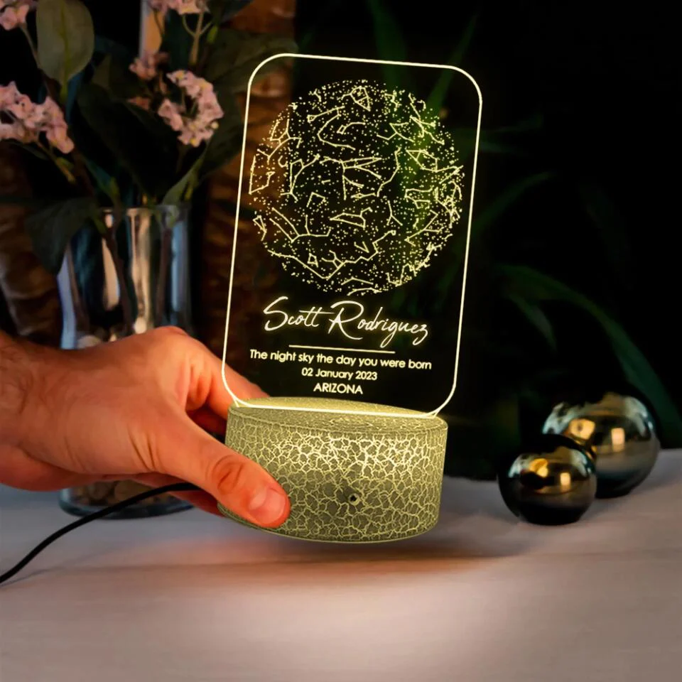Personalized Valentine Gifts - The Night Sky The Day You Were Born - Personalized 3d LED Light - Gift For Family - Image 5
