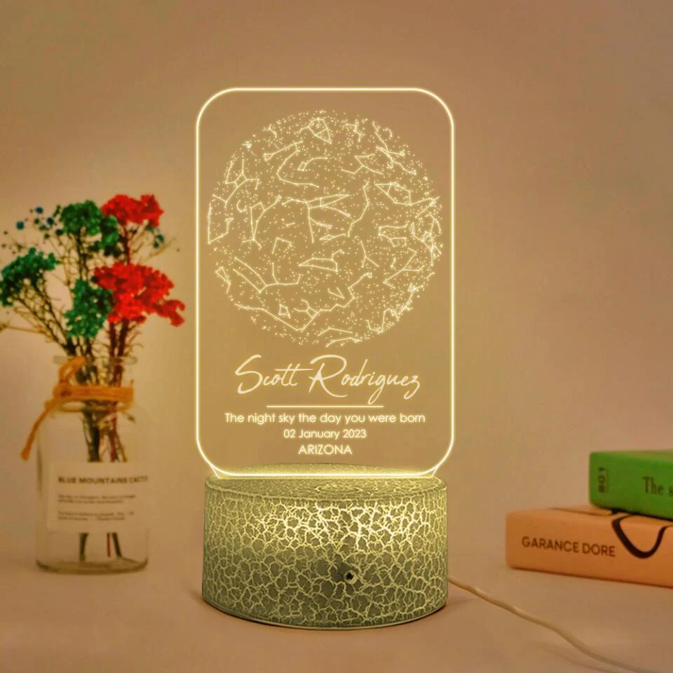 Personalized Valentine Gifts - The Night Sky The Day You Were Born - Personalized 3d LED Light - Gift For Family - Image 6