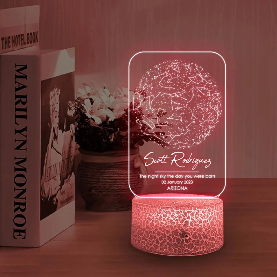 Personalized Valentine Gifts - The Night Sky The Day You Were Born - Personalized 3d LED Light - Gift For Family - Image 7