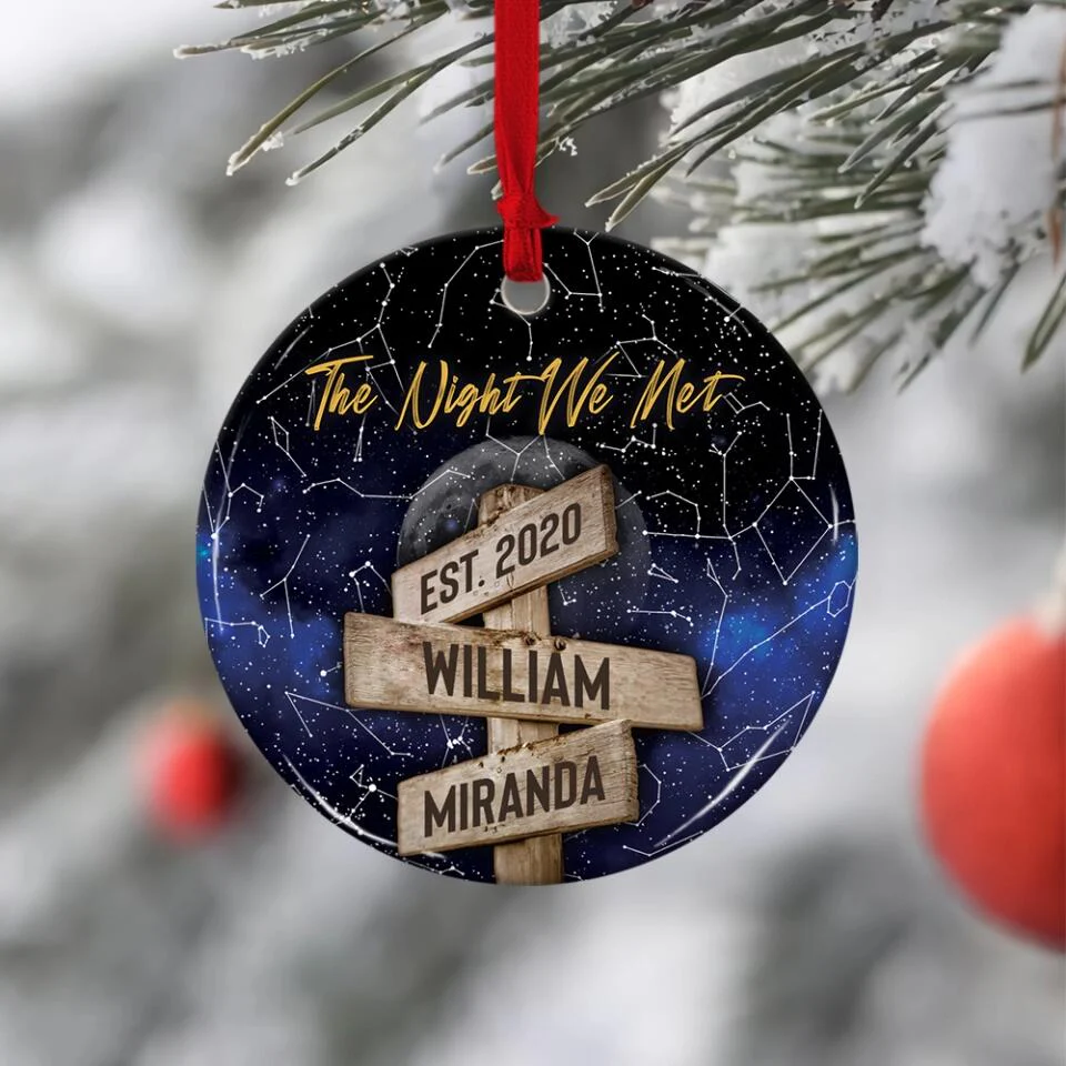 The Night We Met Custom Star Map Ceramic Ornament Christmas Gift For Couples - Image 6