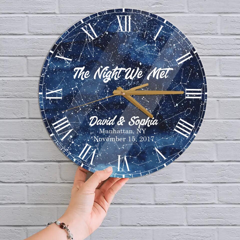 Couple Wooden Sign The Night We Met Wall Clock Custom Star Map Wall Clock Anniversary Gift - Image 3