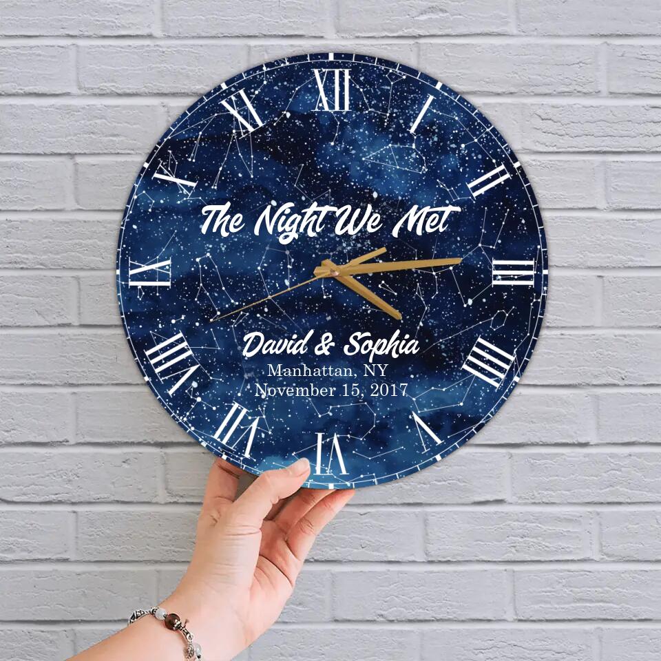 Couple Wooden Sign The Night We Met Wall Clock Custom Star Map Wall Clock Anniversary Gift - Image 4