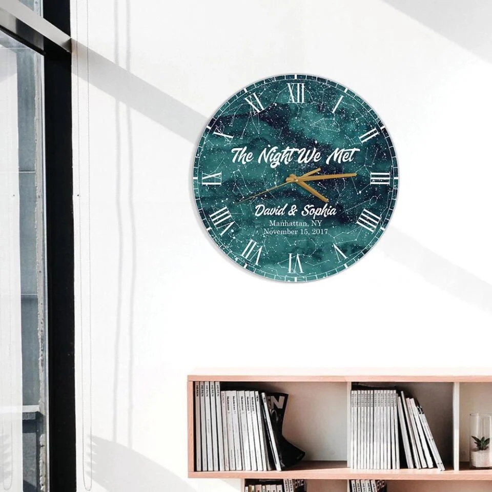 Couple Wooden Sign The Night We Met Wall Clock Custom Star Map Wall Clock Anniversary Gift - Image 6