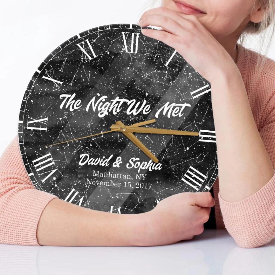 Couple Wooden Sign The Night We Met Wall Clock Custom Star Map Wall Clock Anniversary Gift - Image 7