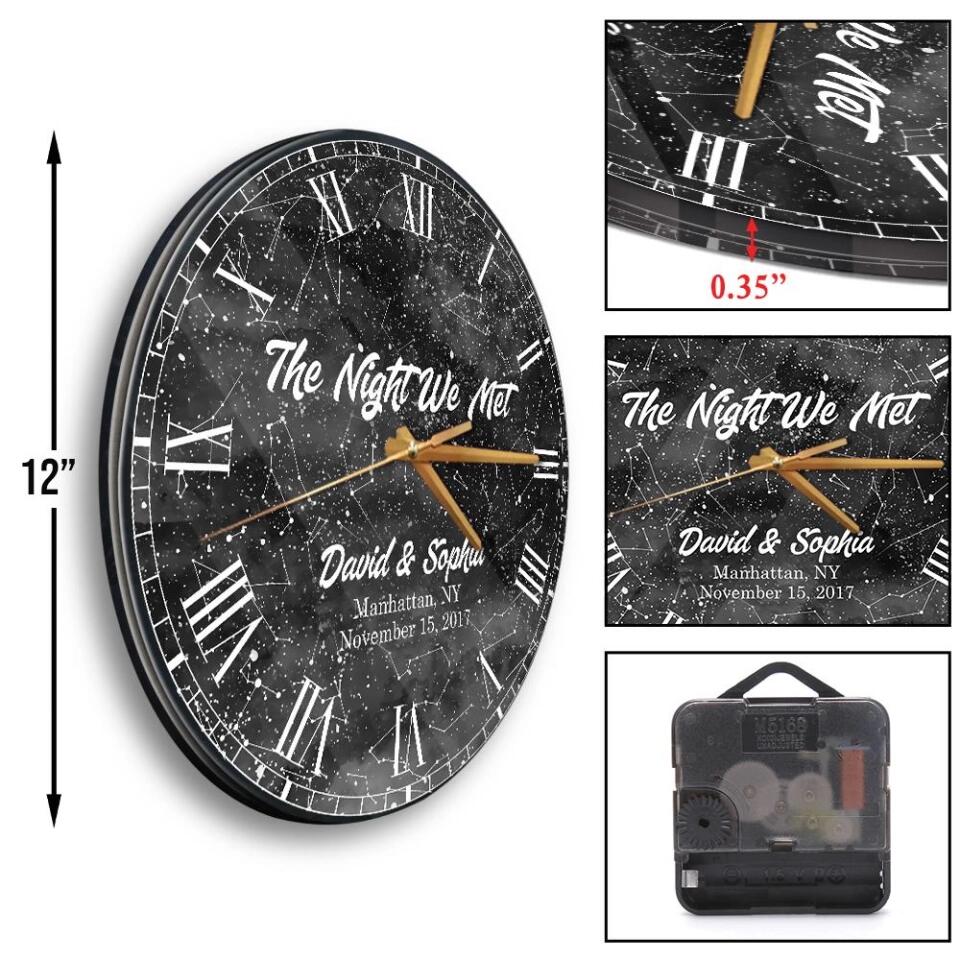 Couple Wooden Sign The Night We Met Wall Clock Custom Star Map Wall Clock Anniversary Gift - Image 8