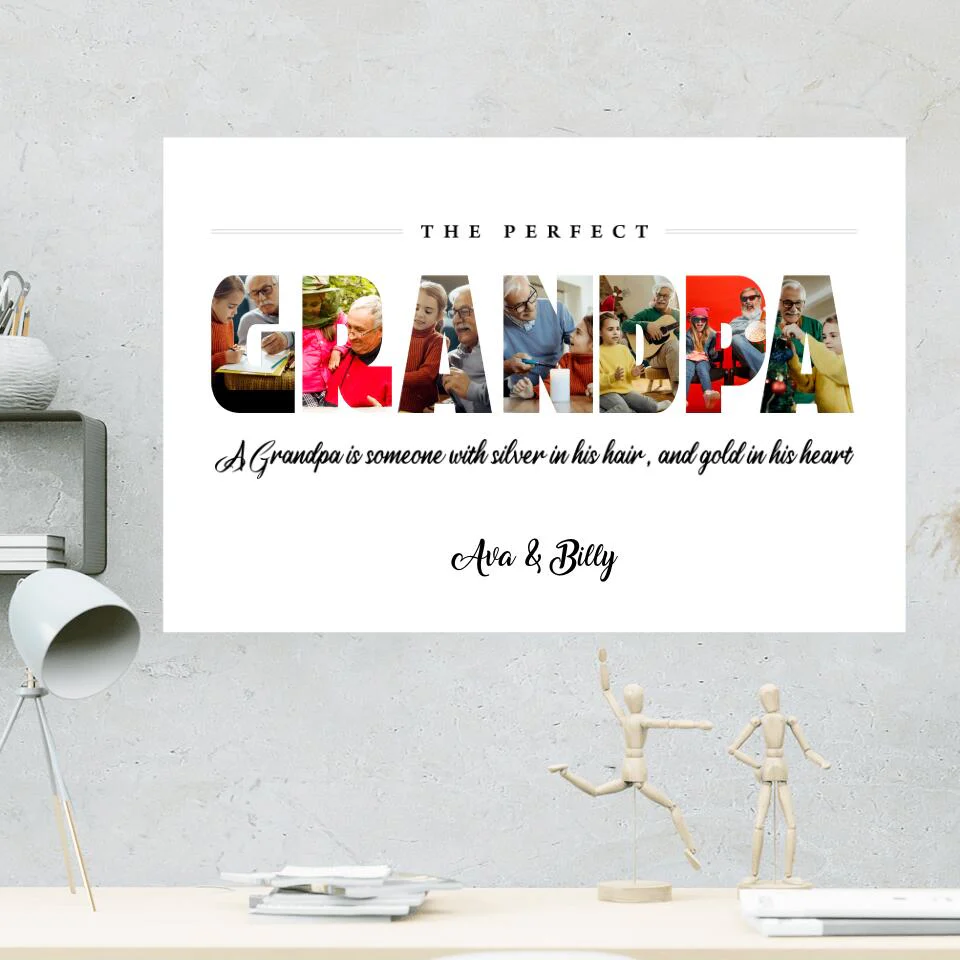 The Perfect Grandpa Upload Photo Custom Canvas Poster Birthday Gift For Grandpa - Image 3